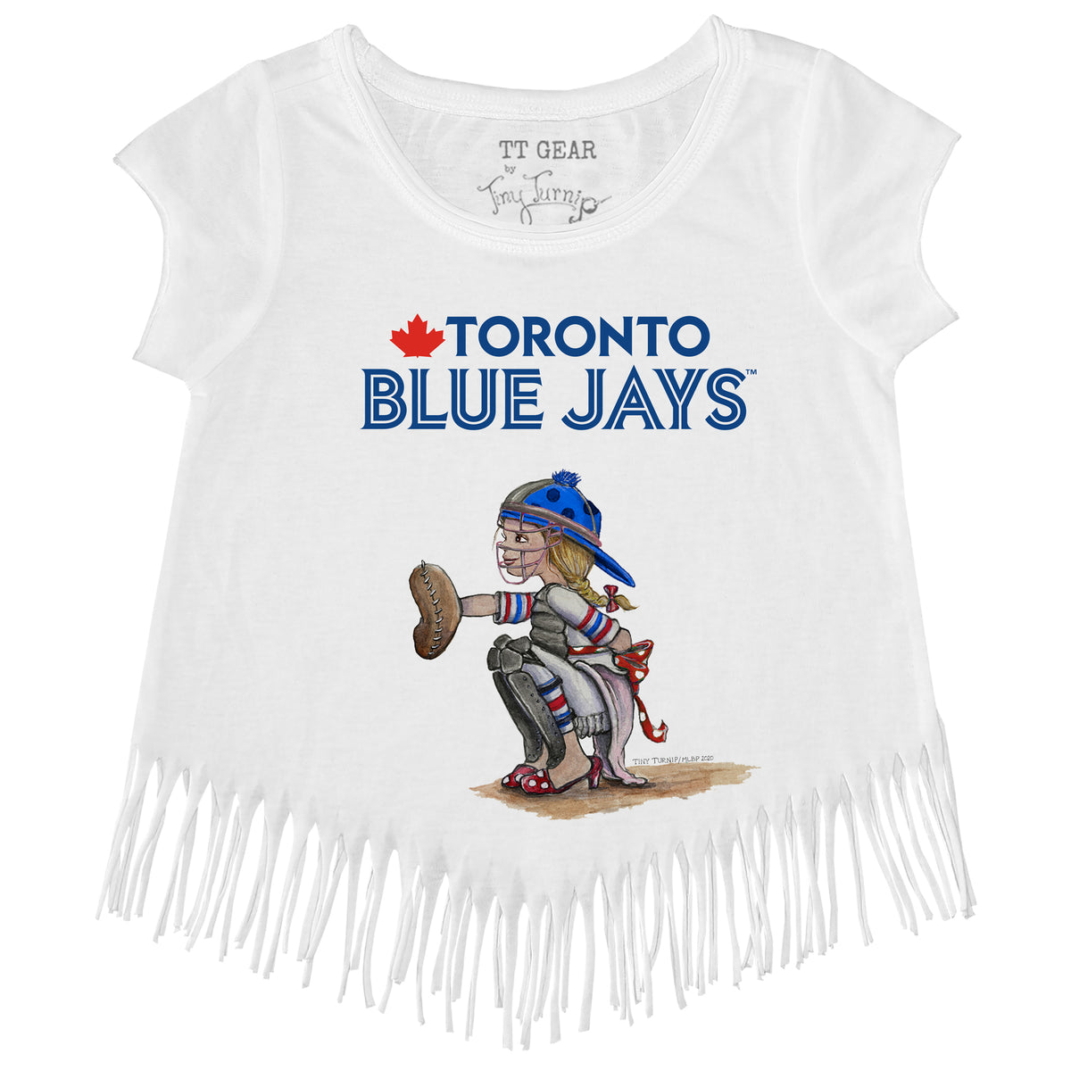 Toronto Blue Jays Tiny Turnip Infant Kate the Catcher T-Shirt - White