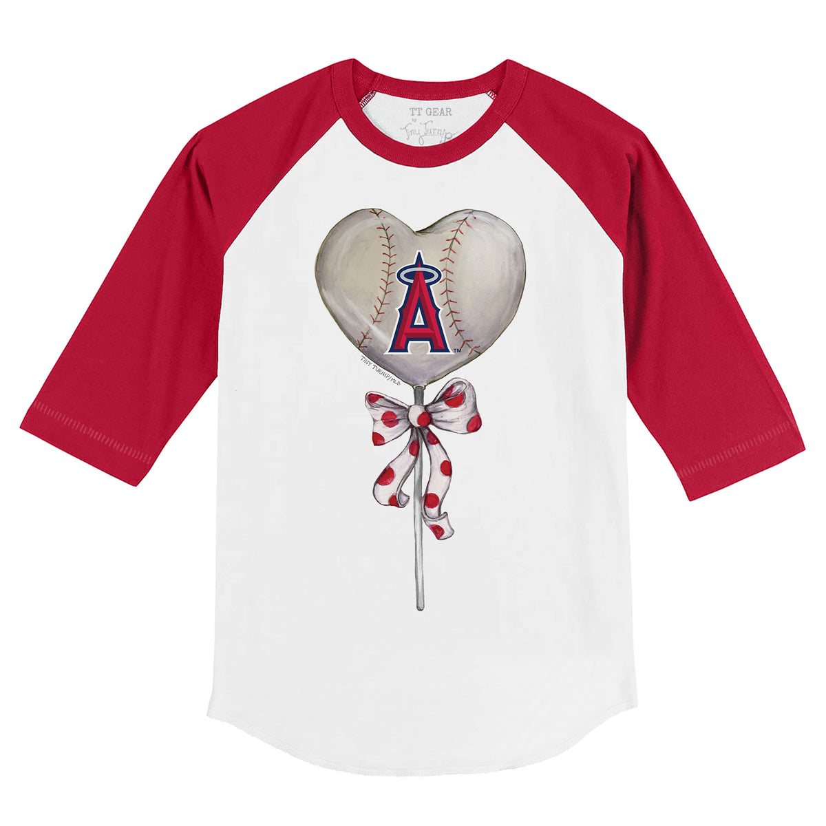 Los Angeles Angels Baseball Love 3/4 Red Sleeve Raglan Unisex L