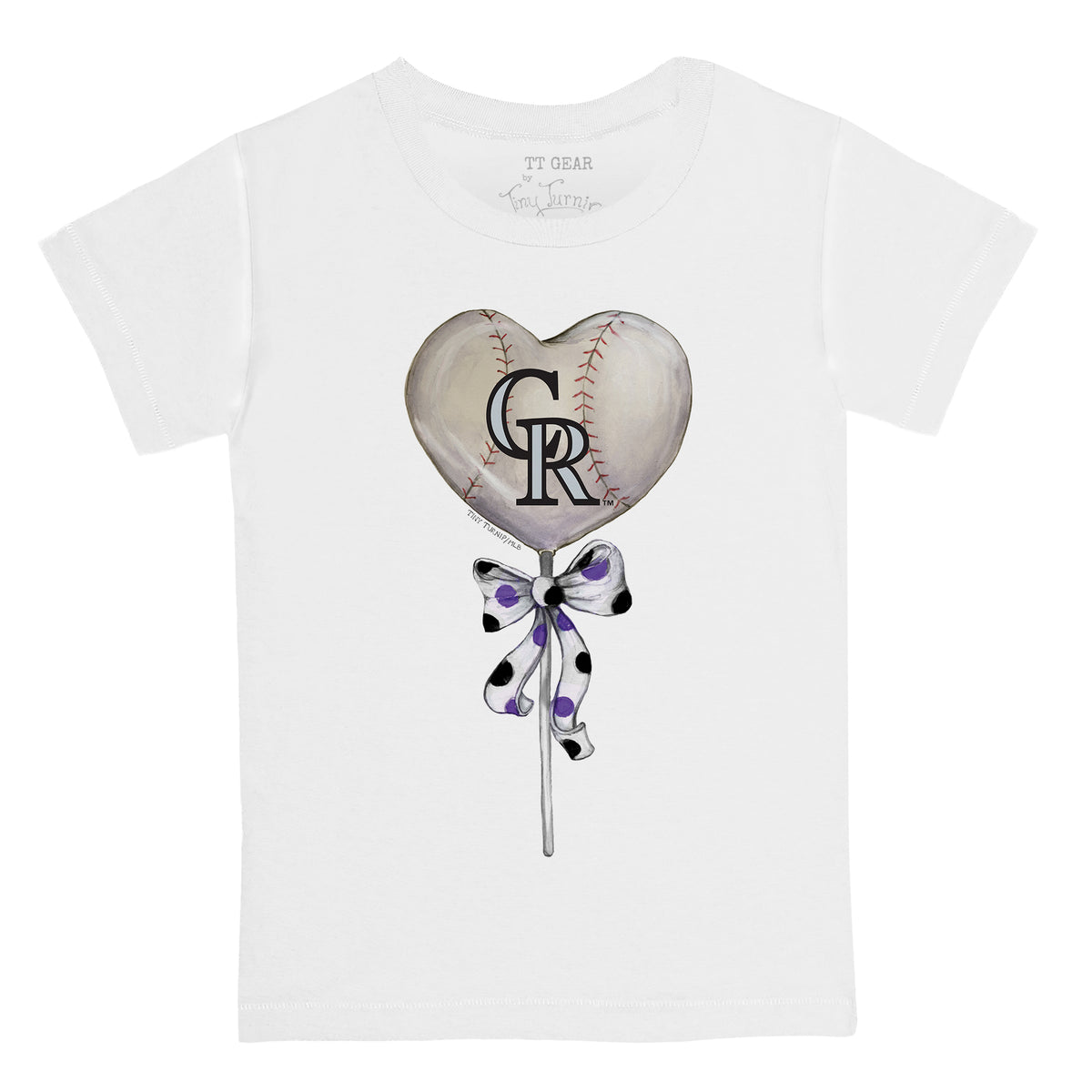 Colorado Rockies Tiny Turnip Youth Girl Teddy T-Shirt - White