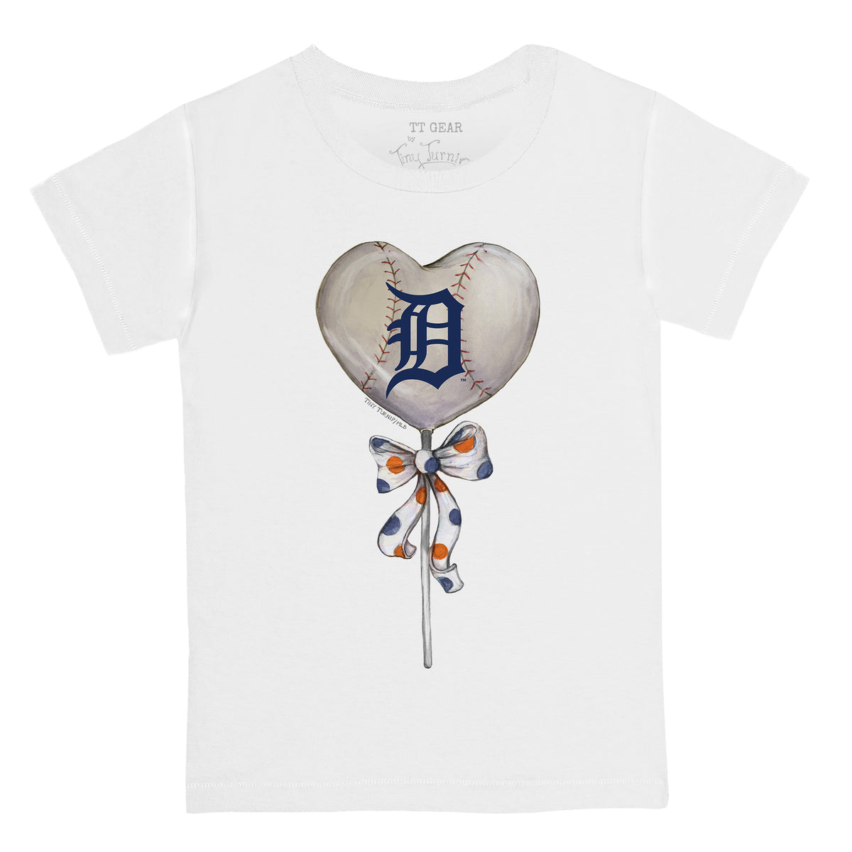 Lids Detroit Tigers Tiny Turnip Women's Baseball Bow T-Shirt - Navy