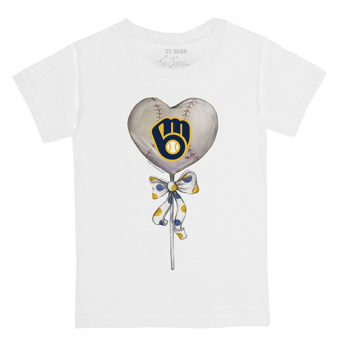 Tiny Turnip Milwaukee Brewers Baseball Heart Banner Tee Shirt Women's XS / Navy Blue