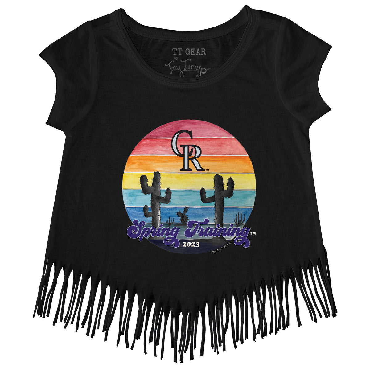 Girls Youth Tiny Turnip Navy Seattle Mariners 2023 Spring Training Fringe T-Shirt Size: Medium