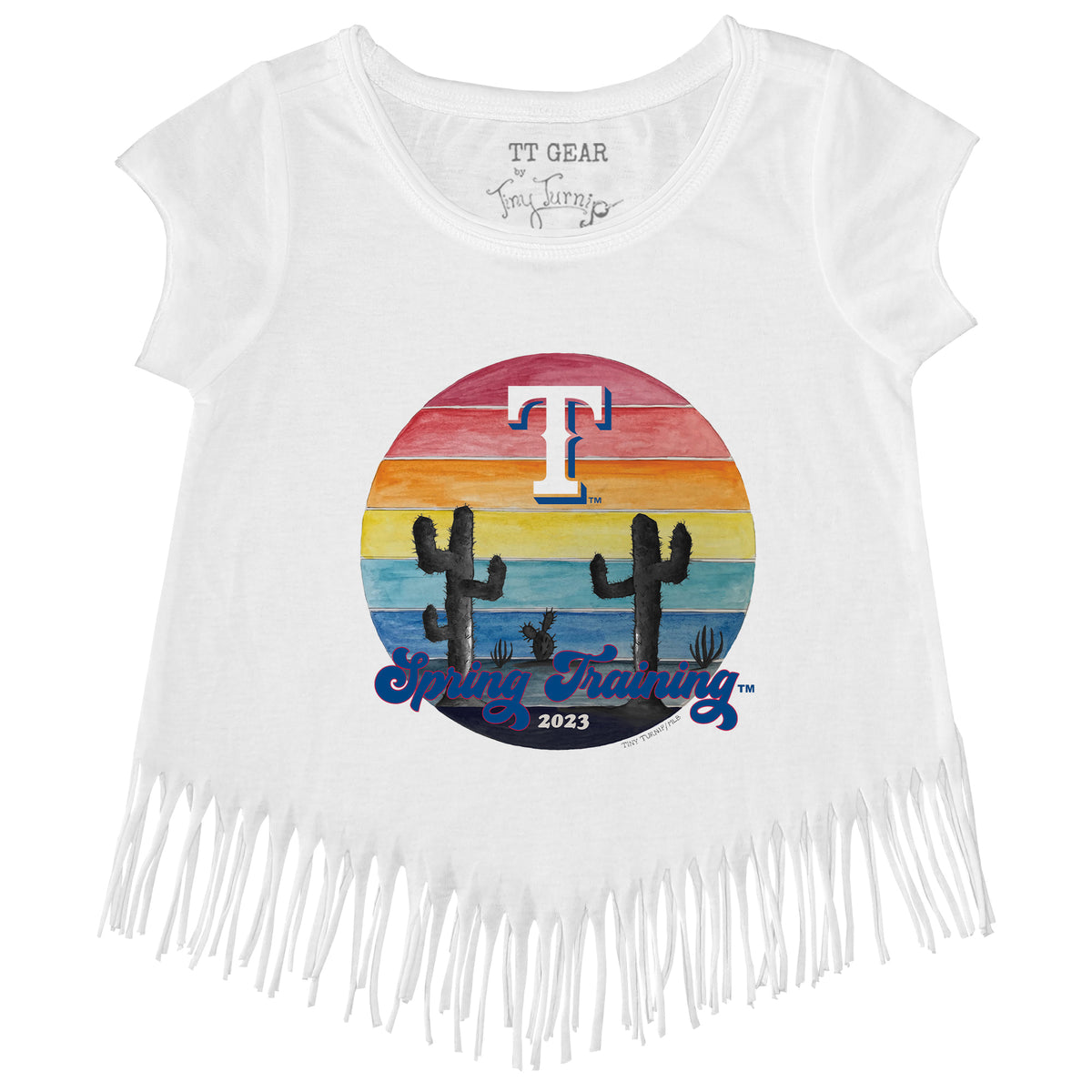 Girls Youth Tiny Turnip Navy Atlanta Braves Triple Scoop Fringe T-Shirt Size: Small