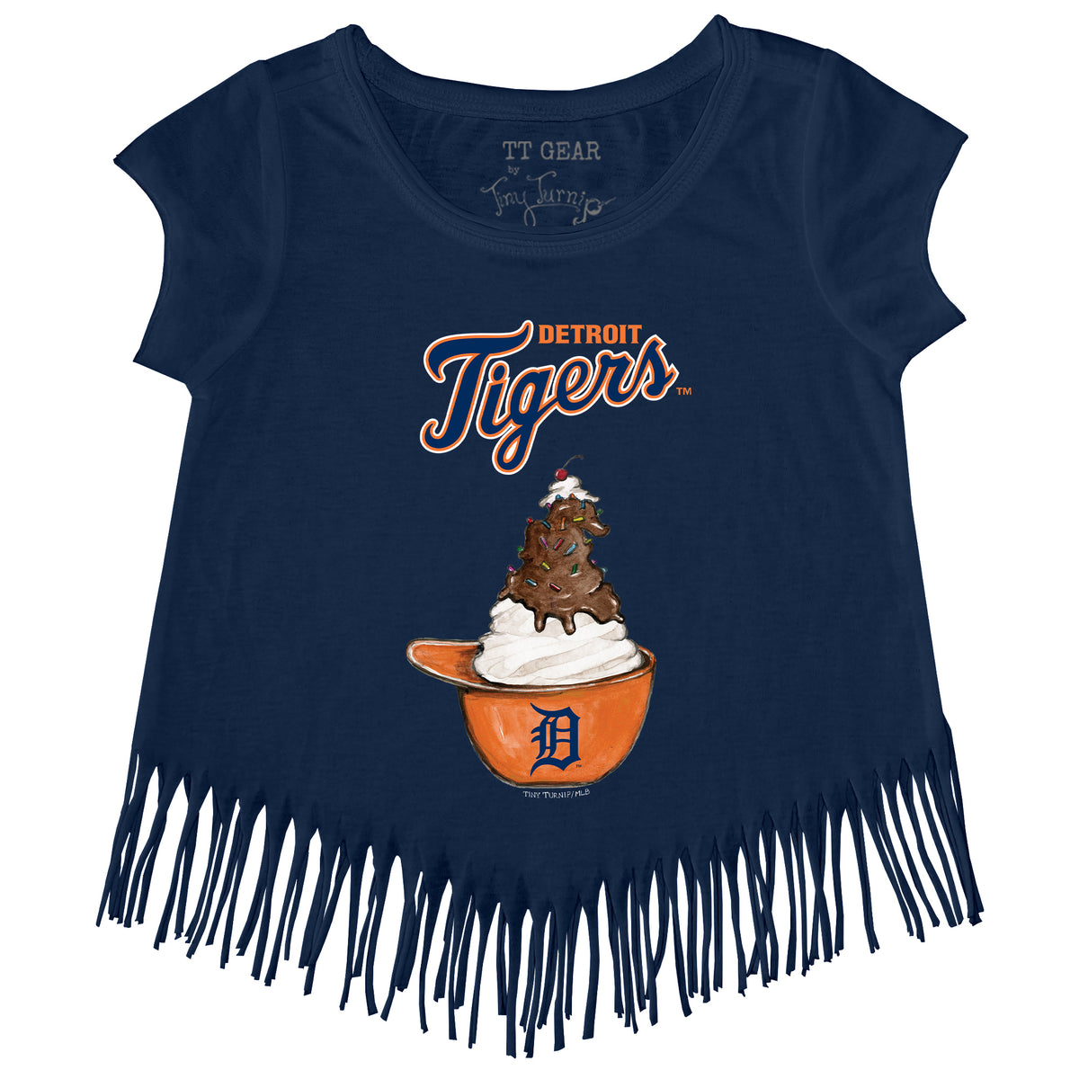 Detroit Tigers Tiny Turnip Youth Triple Scoop 3/4-Sleeve Raglan T-Shirt -  White/Navy