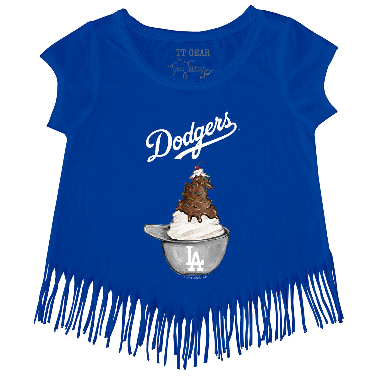 Tiny Turnip Los Angeles Dodgers I Love Mom Fringe Tee Youth Small (6-8) / Royal Blue