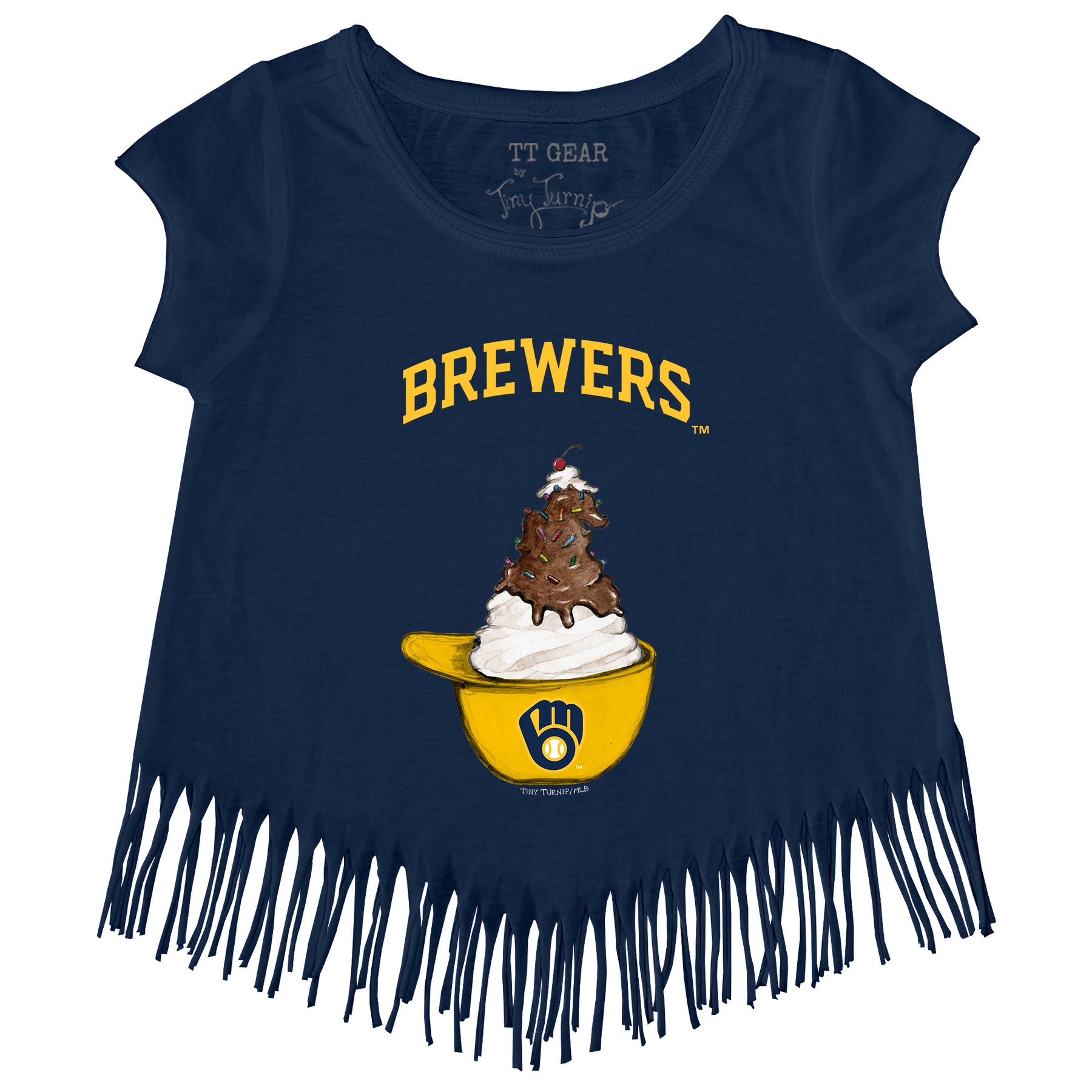 Milwaukee Brewers Tiny Turnip Youth Sundae Helmet T-Shirt - White