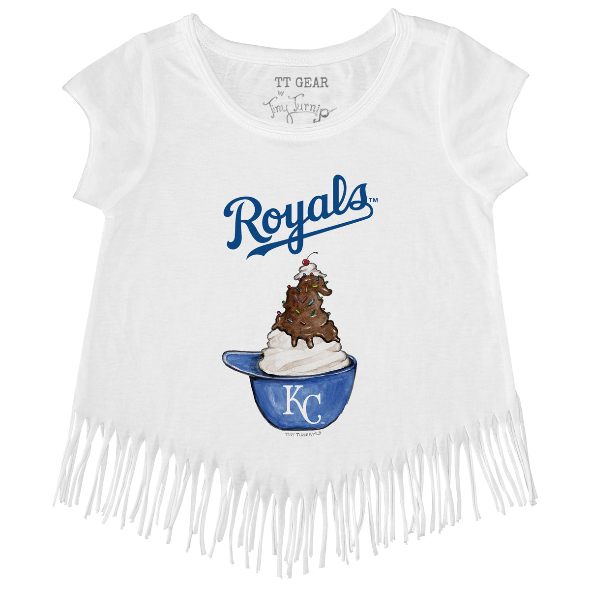 Kansas City Royals Tiny Turnip Girls Youth Triple Scoop Fringe T-Shirt