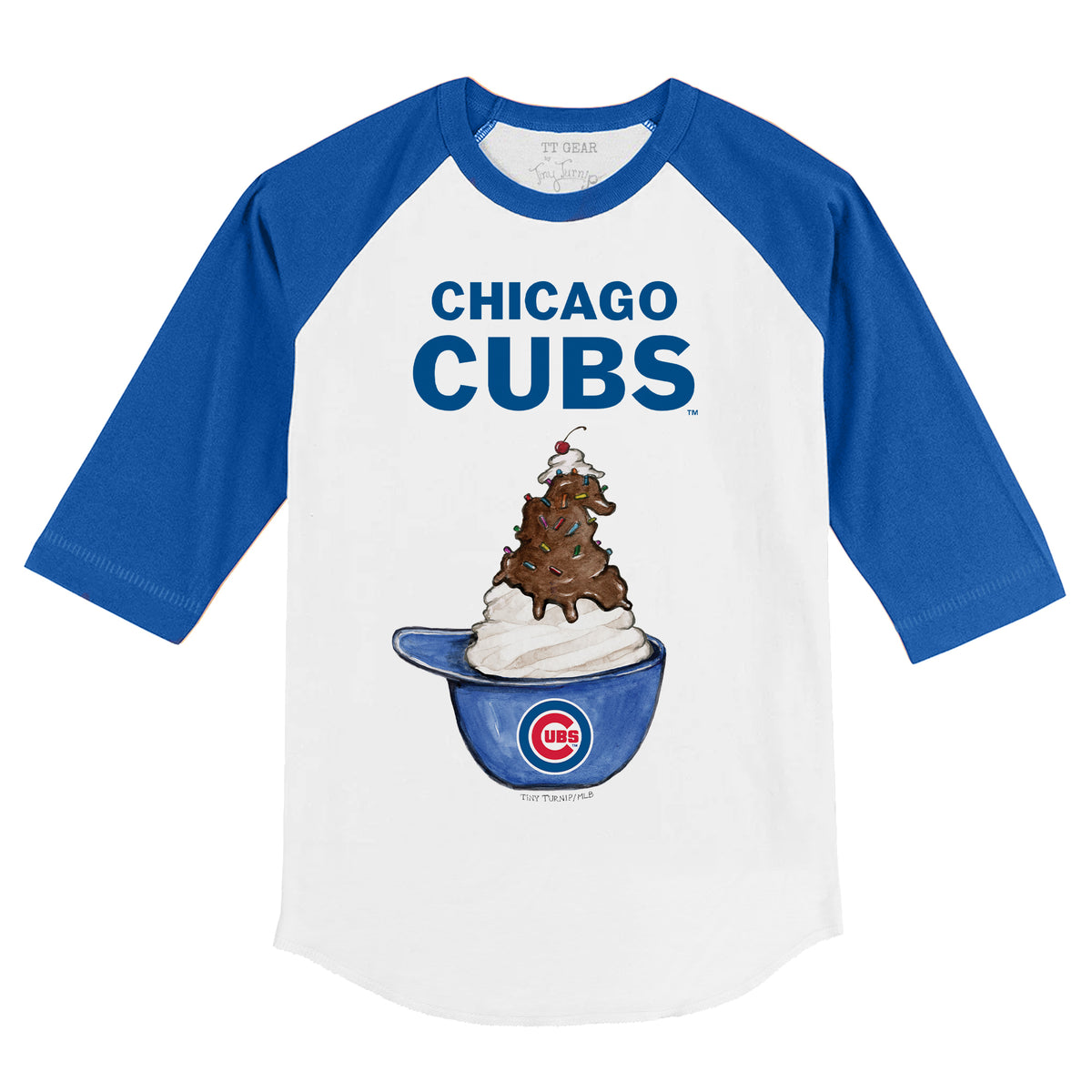 Lids Chicago Cubs Tiny Turnip Youth Sugar Skull Raglan 3/4 Sleeve T-Shirt -  White/Black