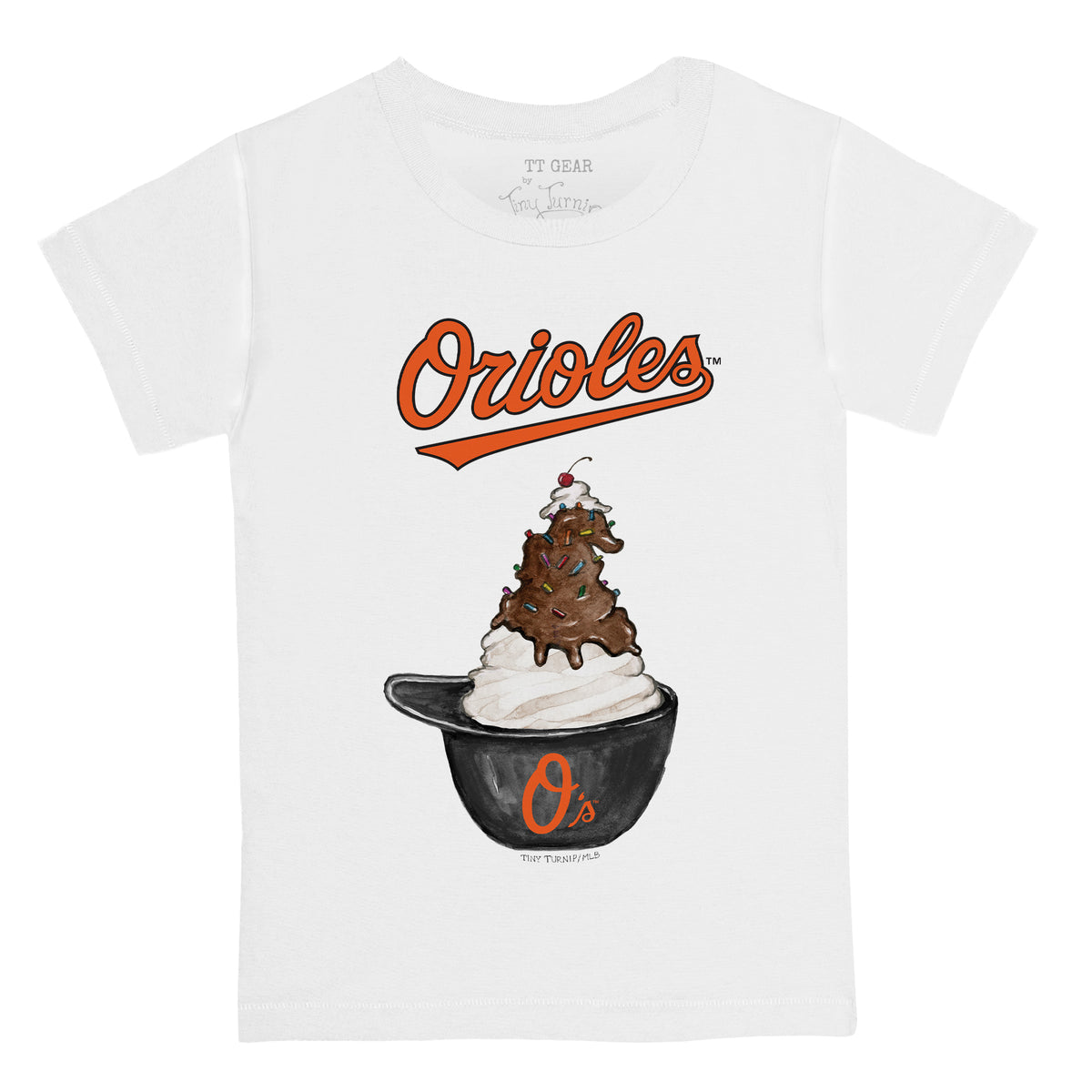 Women's Tiny Turnip White Baltimore Orioles Girl Teddy T-Shirt Size: Medium