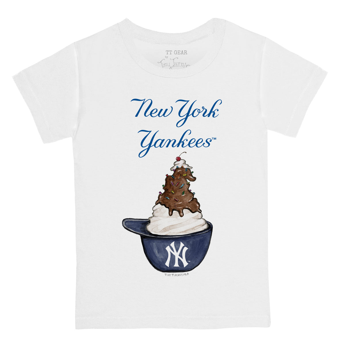 New York Mets Tiny Turnip Infant Baseball Bow Raglan 3/4 Sleeve T-Shirt -  White/Royal