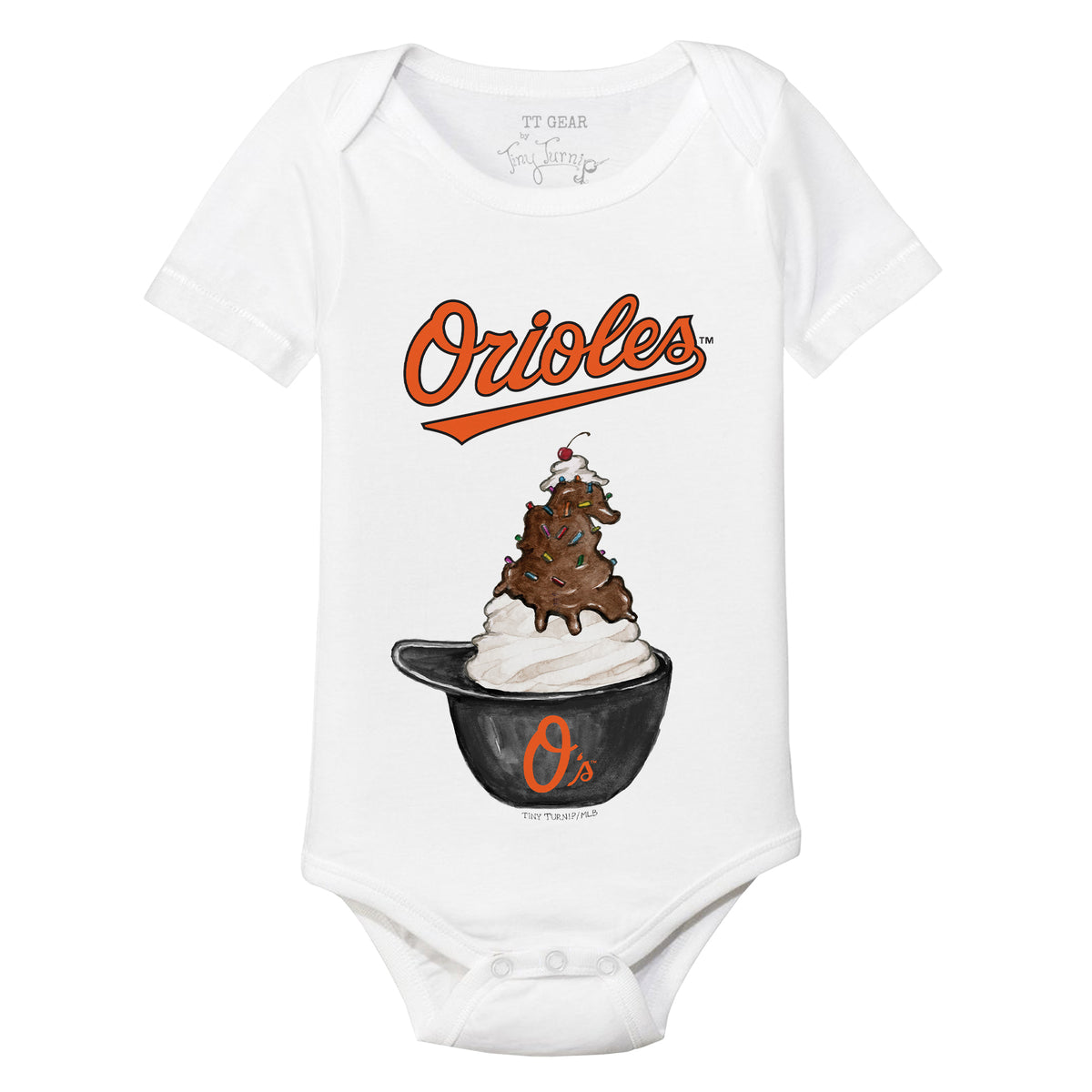 Infant Tiny Turnip Black Baltimore Orioles Nacho Helmet T-Shirt