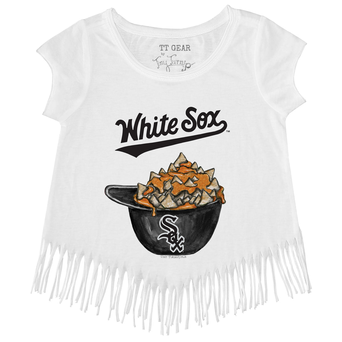 Chicago White Sox Tiny Turnip Girls Toddler Sugar Skull Fringe T-Shirt -  Black