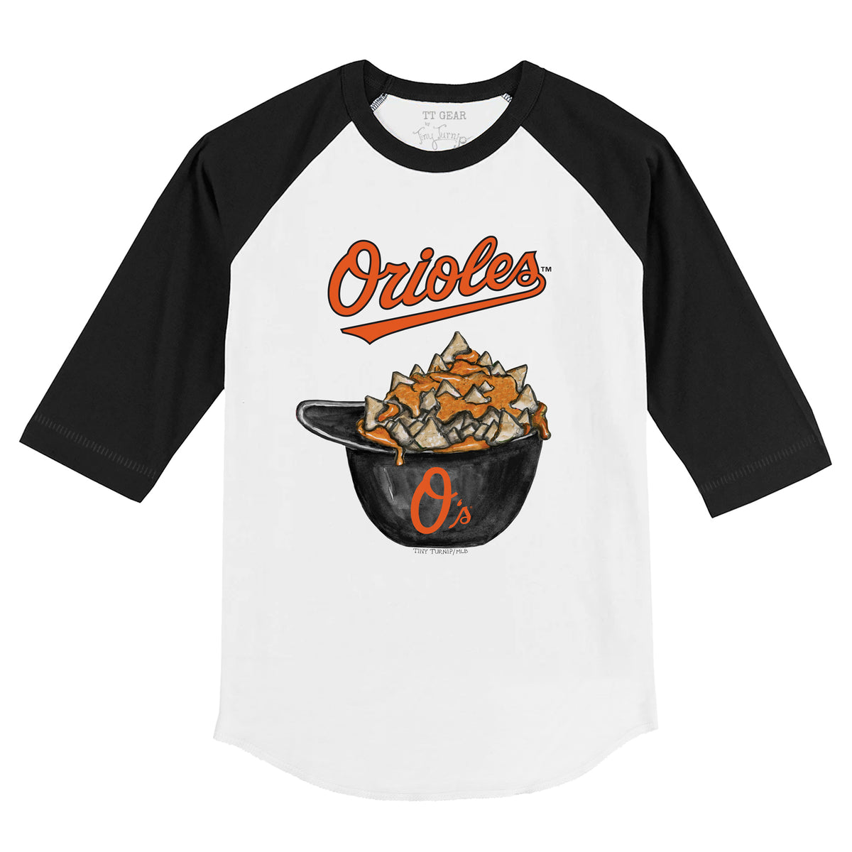 Infant Tiny Turnip Black Baltimore Orioles Nacho Helmet T-Shirt