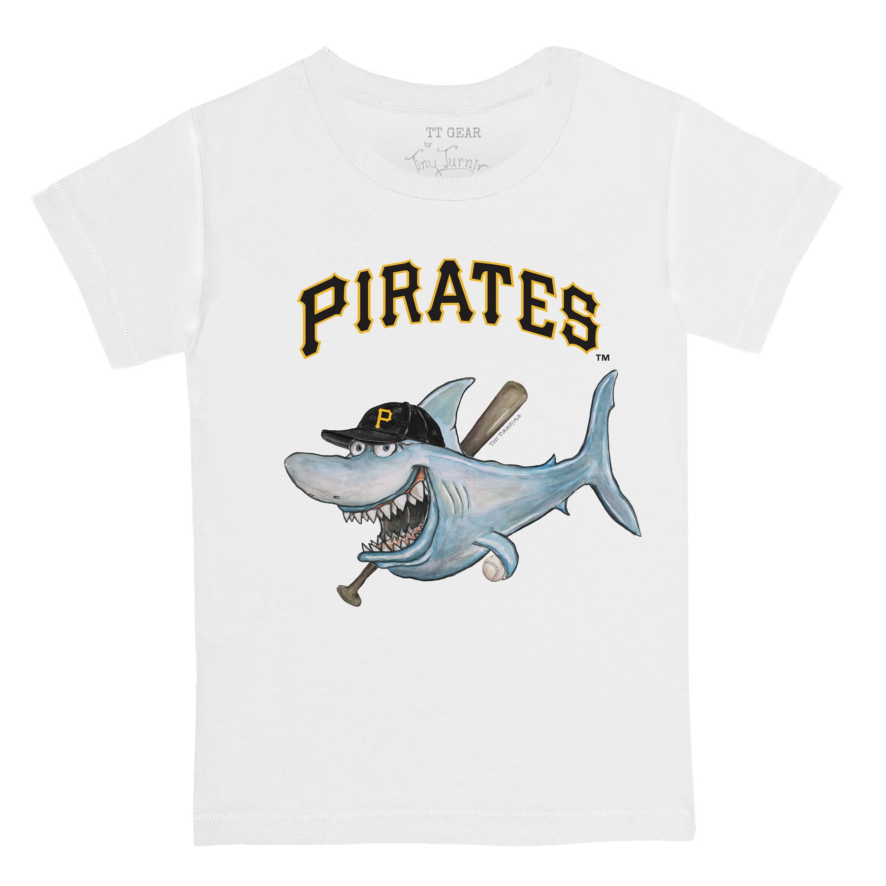 Pittsburgh Pirates Tiny Turnip Women's Shark 3/4-Sleeve Raglan T-Shirt -  White/Black