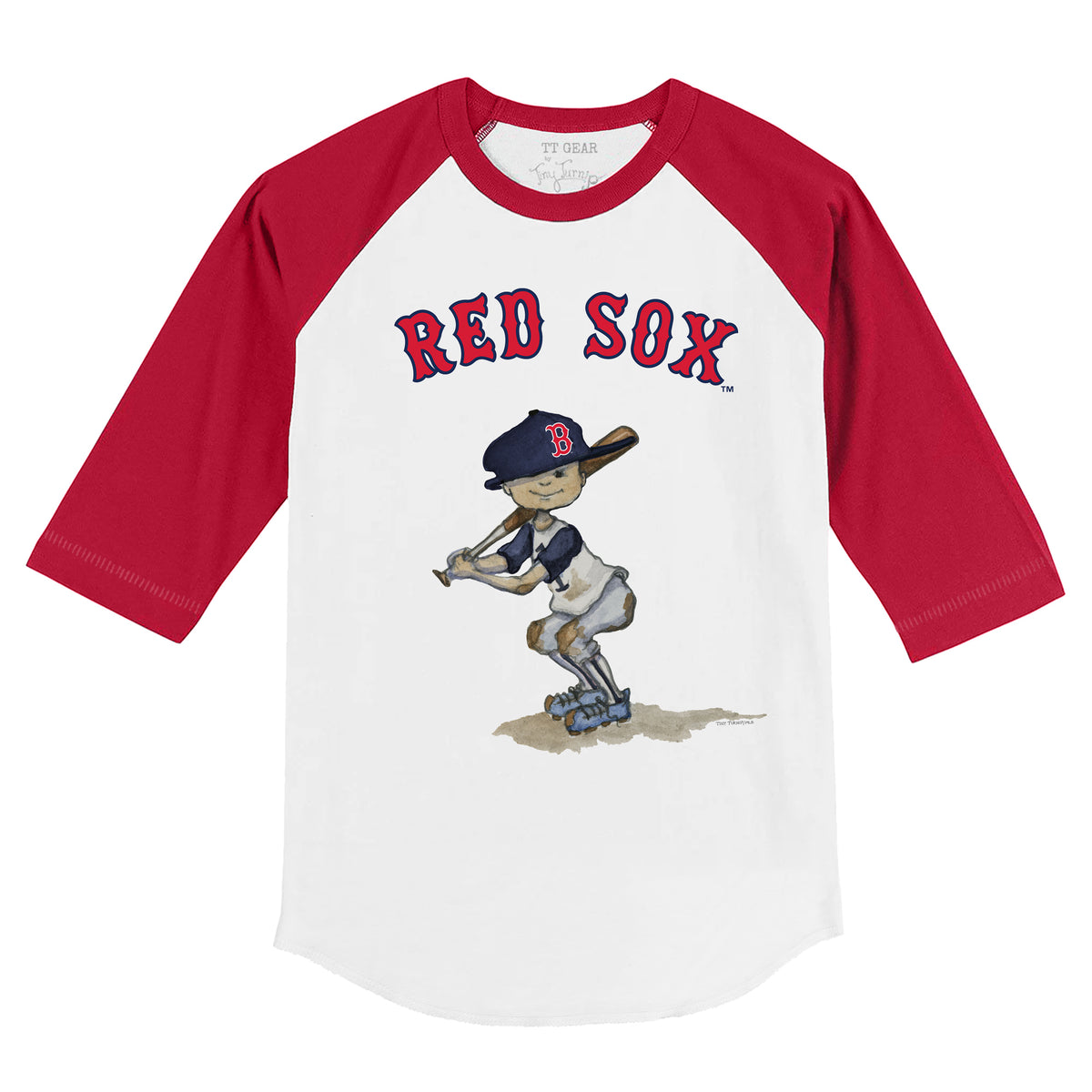 TinyTurnip Boston Red Sox TT Rex 3/4 Red Sleeve Raglan Youth XL (14)