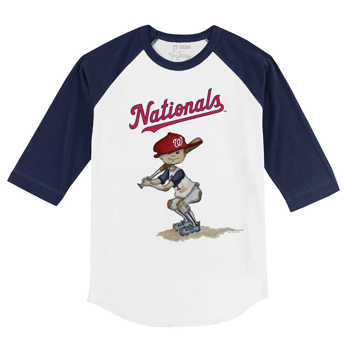 TinyTurnip Washington Nationals Sundae Helmet 3/4 Navy Blue Sleeve Raglan Youth Medium (8-10)