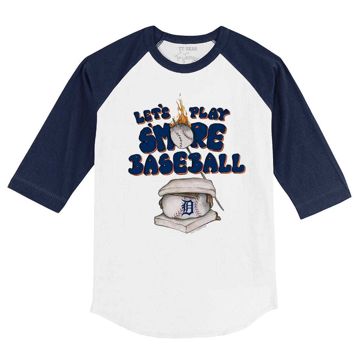 Detroit Tigers Tiny Turnip Youth Baseball Tear 3/4-Sleeve Raglan T