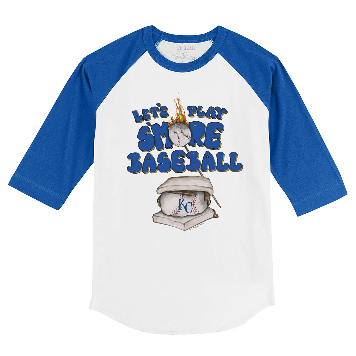 Kansas City Royals Tiny Turnip Youth Teddy Boy 3/4-Sleeve Raglan T-Shirt -  White/Royal