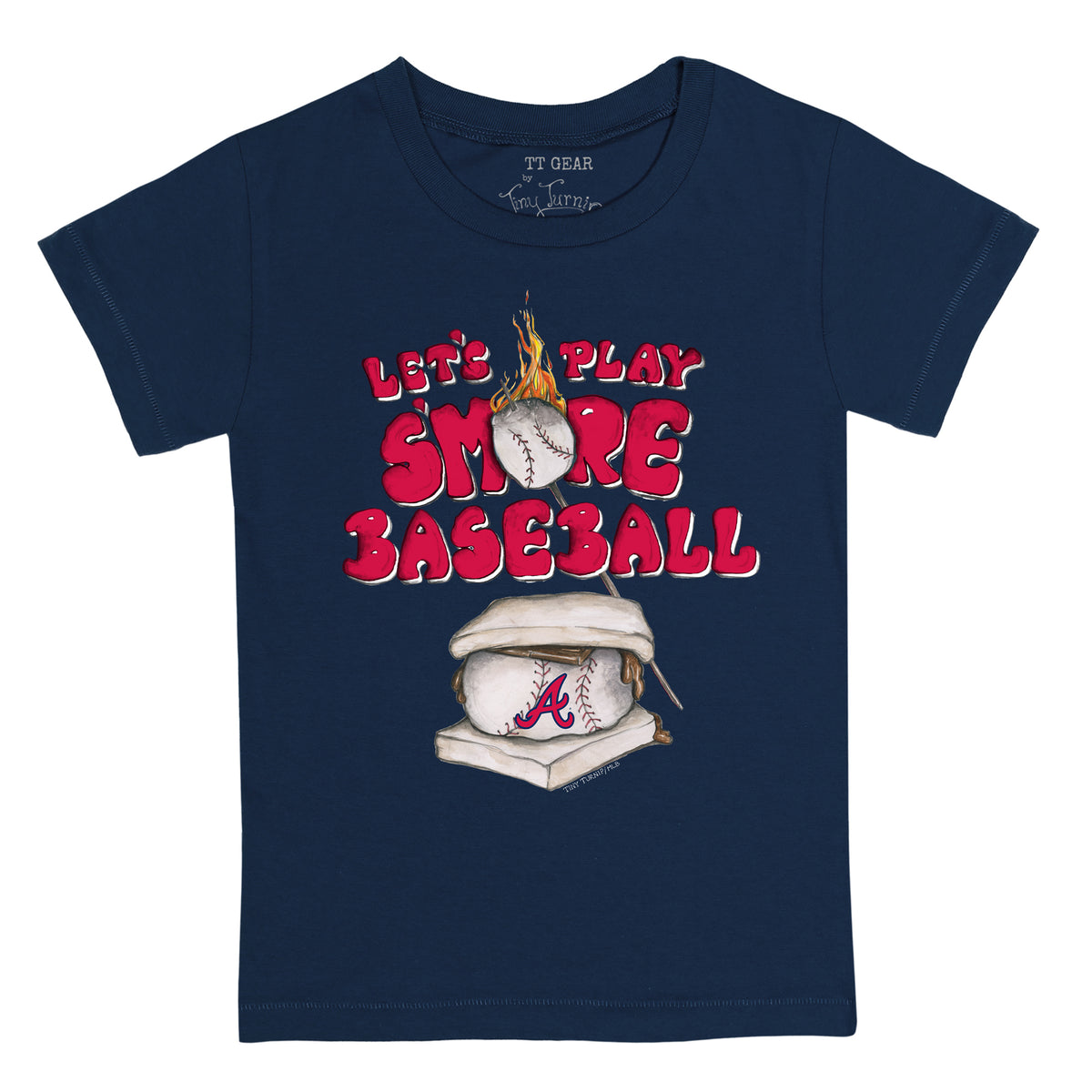 Toddler Tiny Turnip White Atlanta Braves Stitched Baseball T-Shirt Size:3T