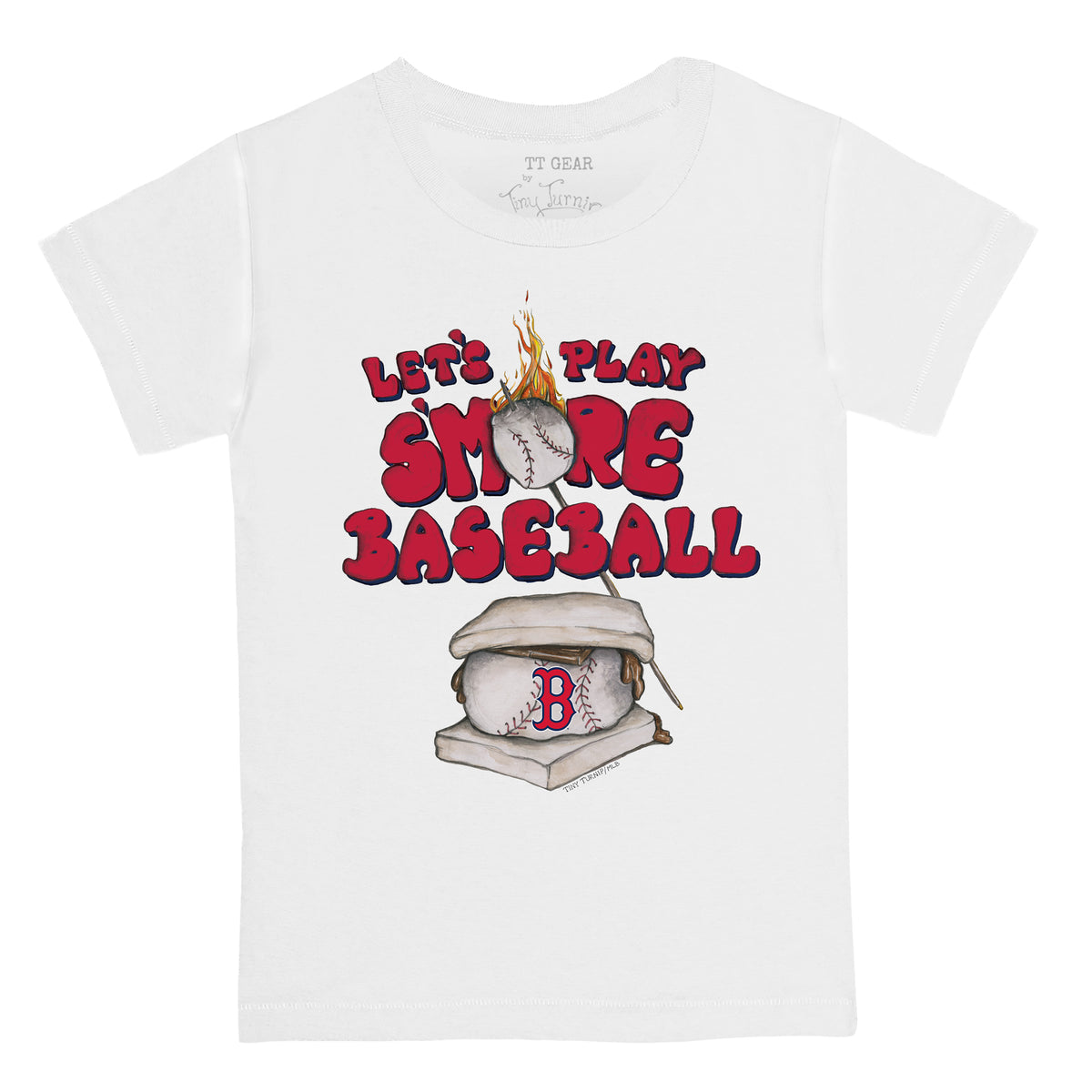 Women's Tiny Turnip White Boston Red Sox Baseball Tie T-Shirt Size: Small