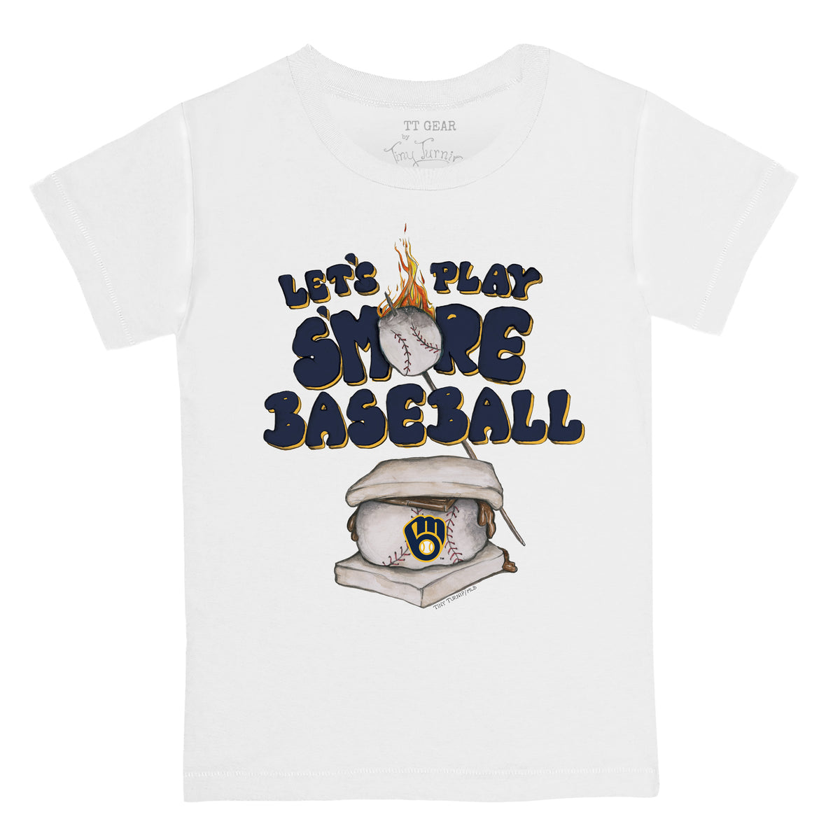 Milwaukee Brewers Tiny Turnip Youth Slugger Raglan 3/4 Sleeve T-Shirt -  White/Black
