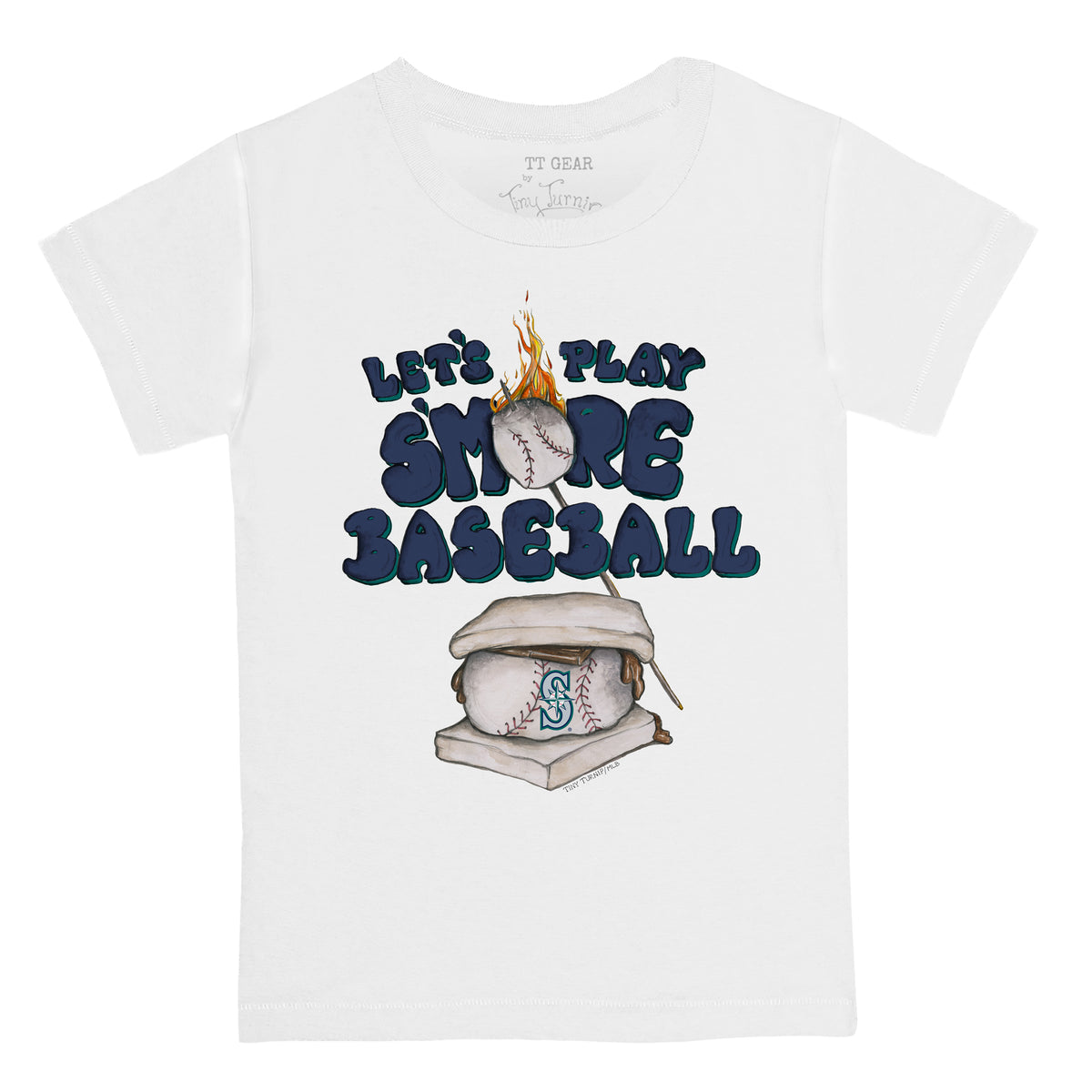 Women's Tiny Turnip Navy Seattle Mariners Baseball Pow T-Shirt Size: Extra Large