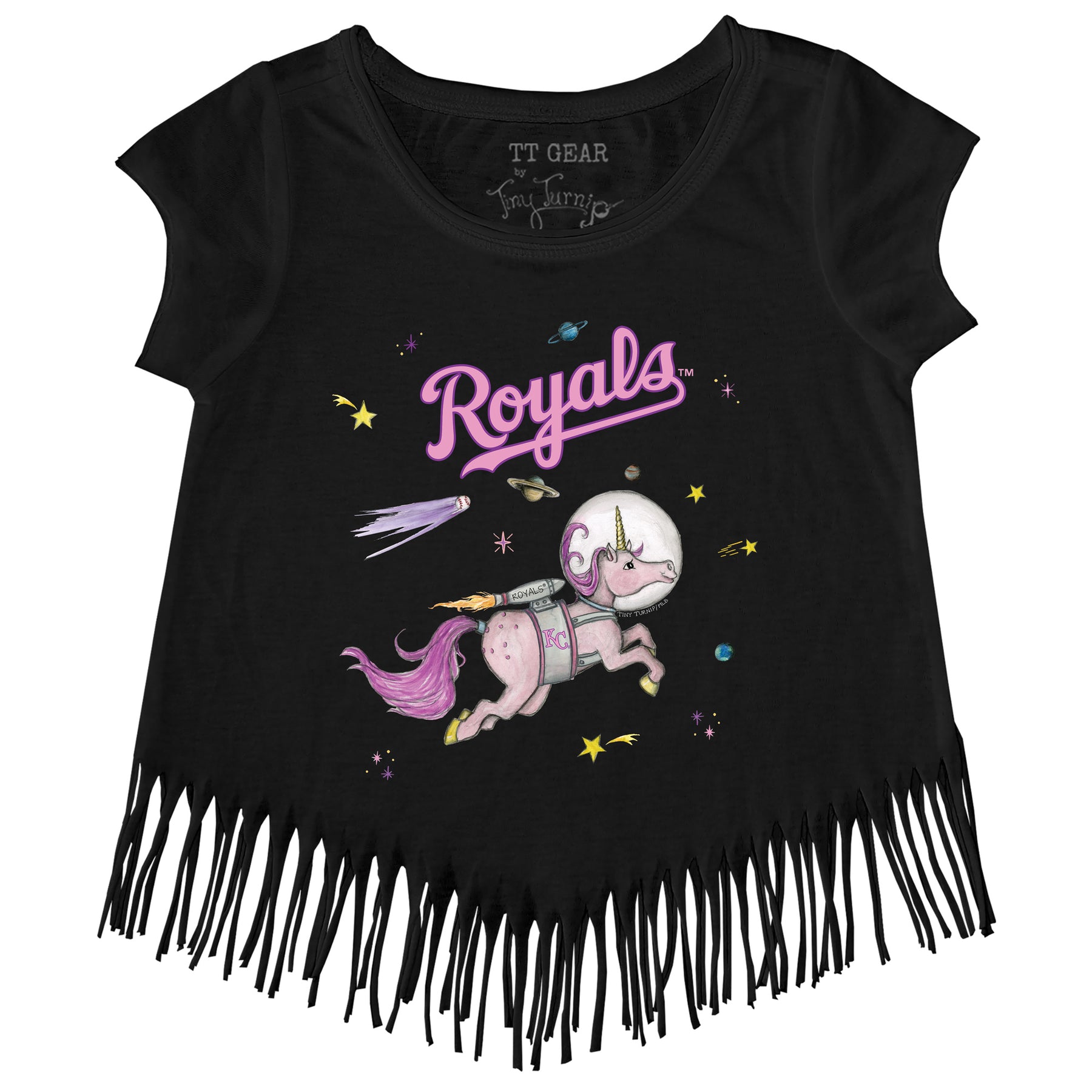 Kansas City Royals Tiny Turnip Girls Youth Triple Scoop Fringe T-Shirt