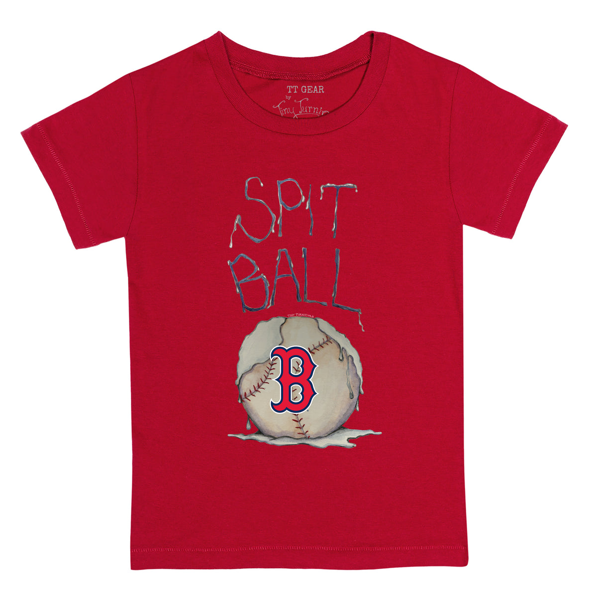 Girls Toddler Tiny Turnip Red Boston Sox Stitched Baseball Fringe T-Shirt Size: 4T