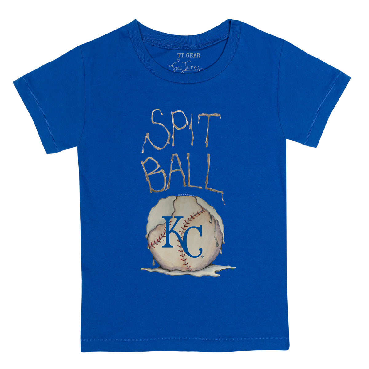 Youth Tiny Turnip White/Royal Kansas City Royals Baseball Tear 3/4-Sleeve Raglan T-Shirt Size: Medium