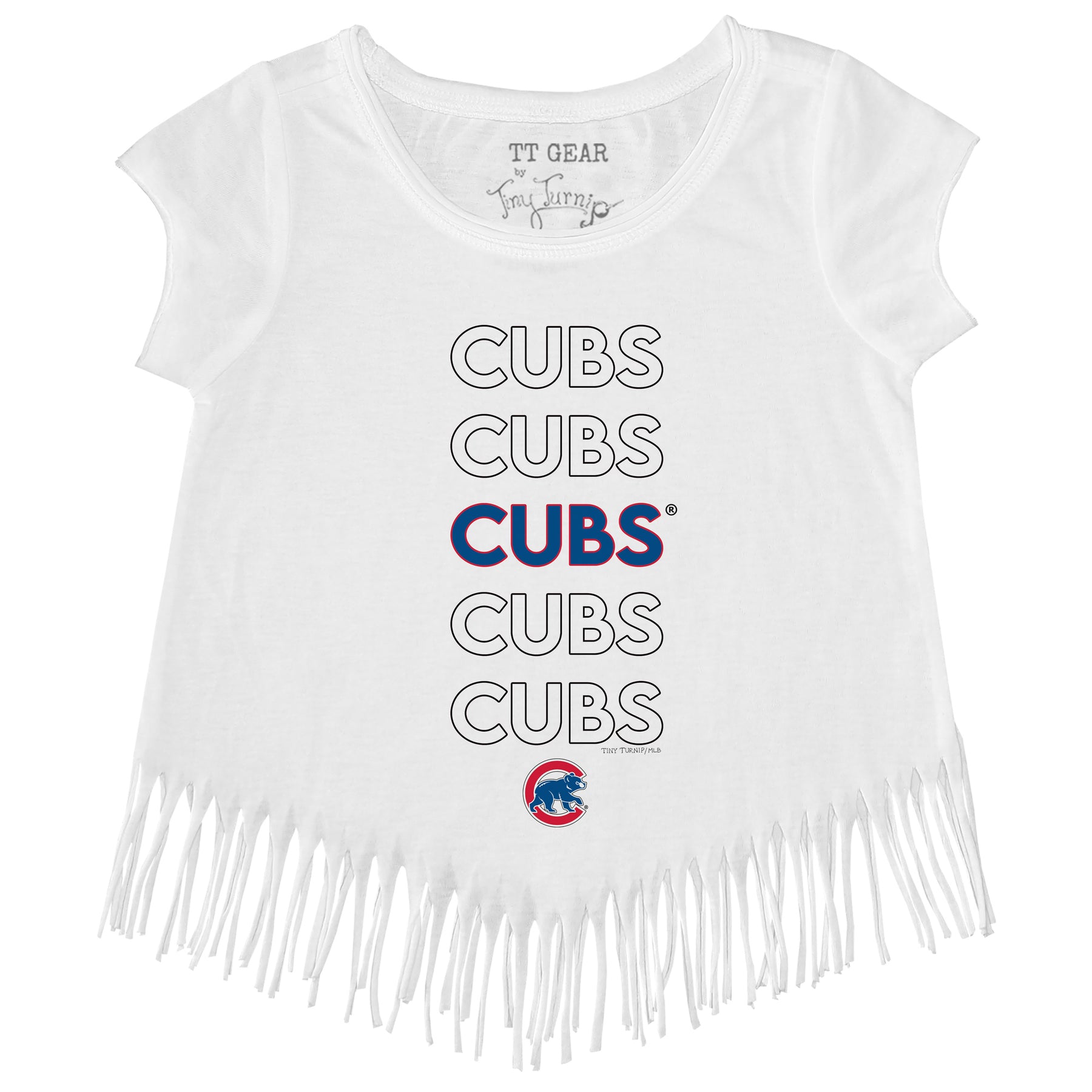 Unisex Tiny Turnip White/Royal Chicago Cubs Triple Scoop 3/4-Sleeve Raglan T-Shirt