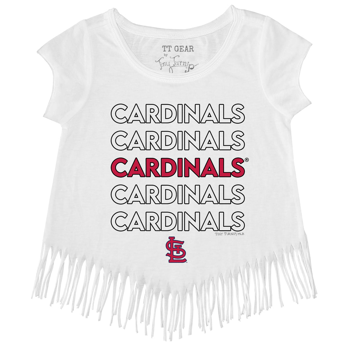 St. Louis Cardinals Tiny Turnip Girls Toddler Babes Fringe T-Shirt - White