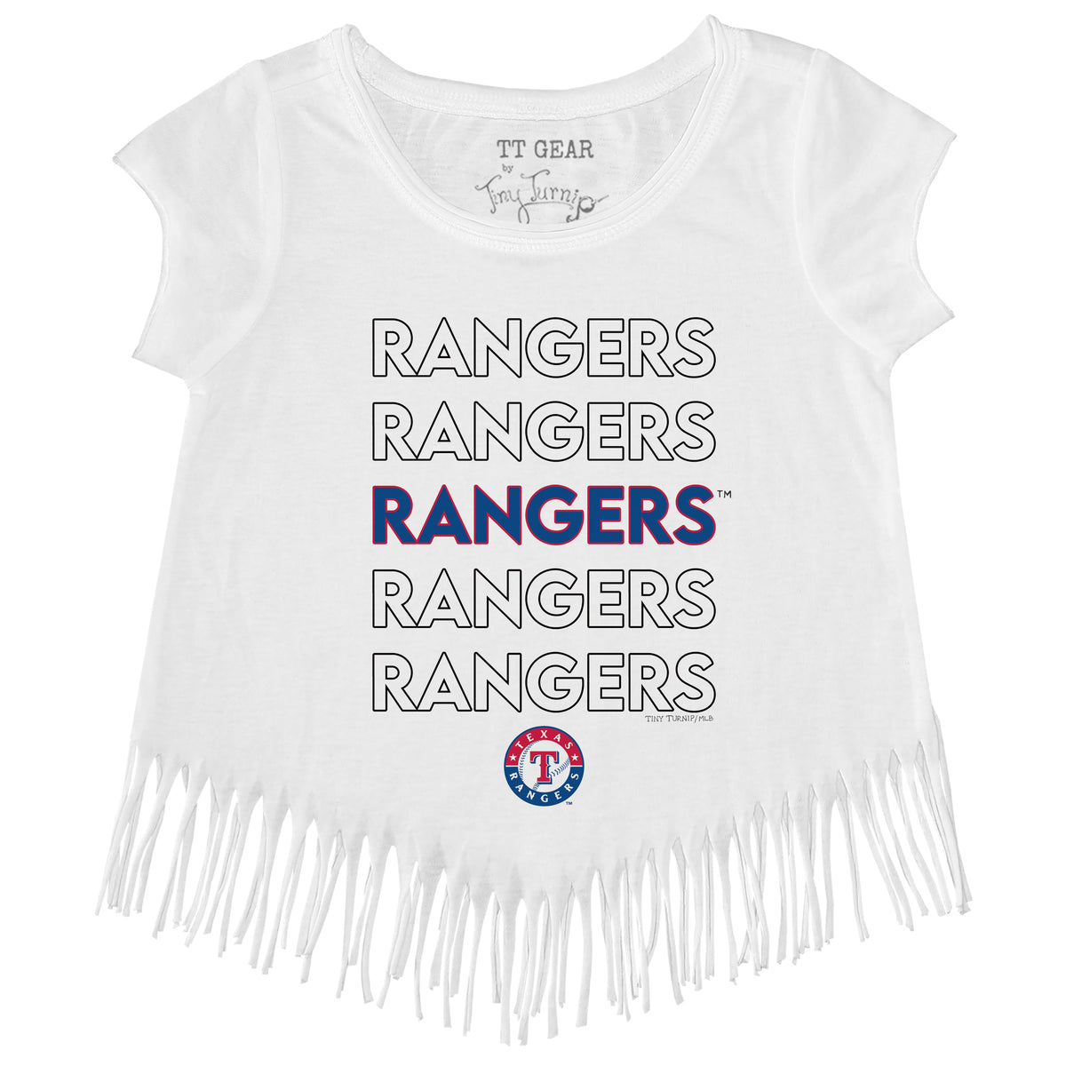 Girls Toddler Tiny Turnip White Texas Rangers Unicorn Fringe T-Shirt