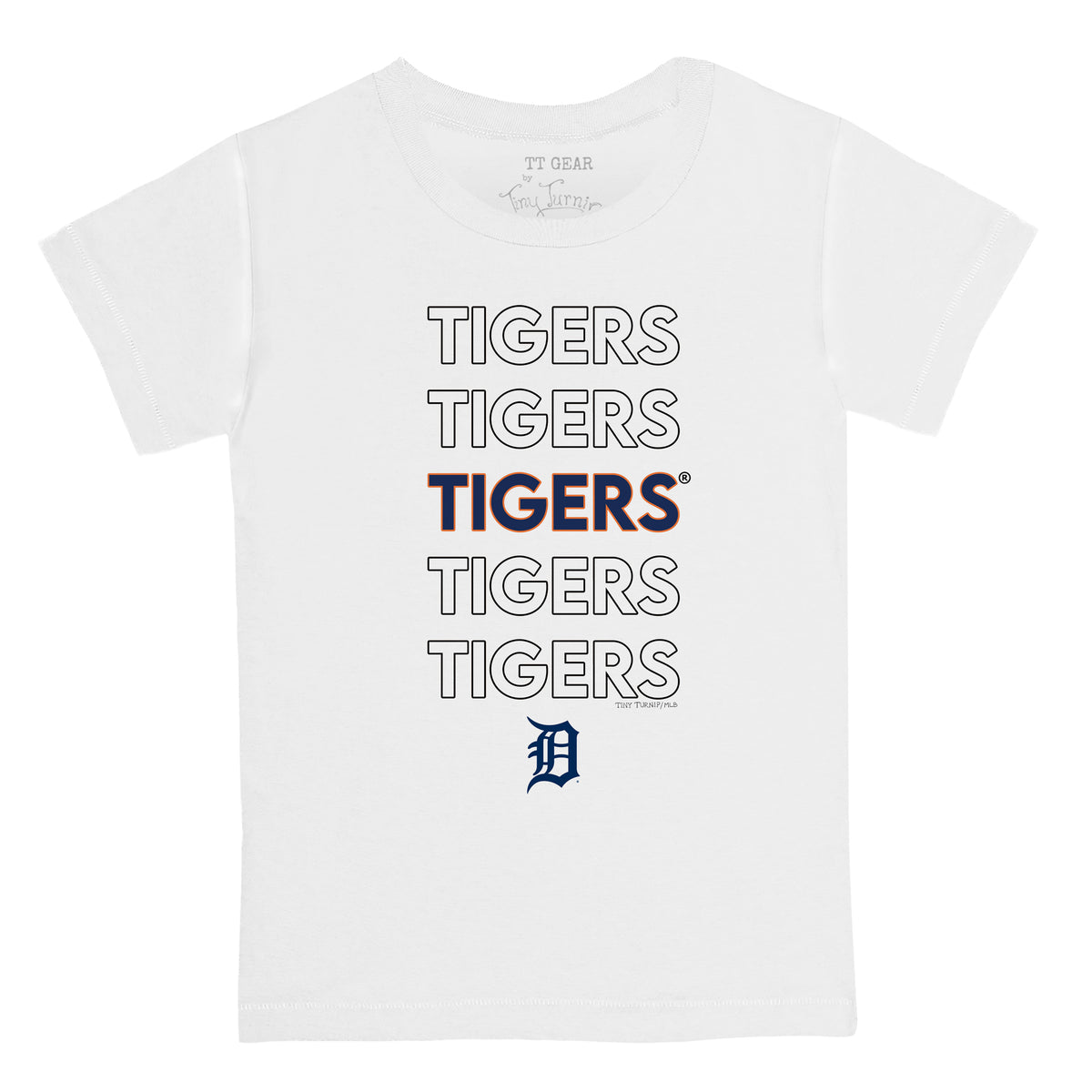Youth Tiny Turnip White Detroit Tigers Baseball Bow T-Shirt Size: Extra Large