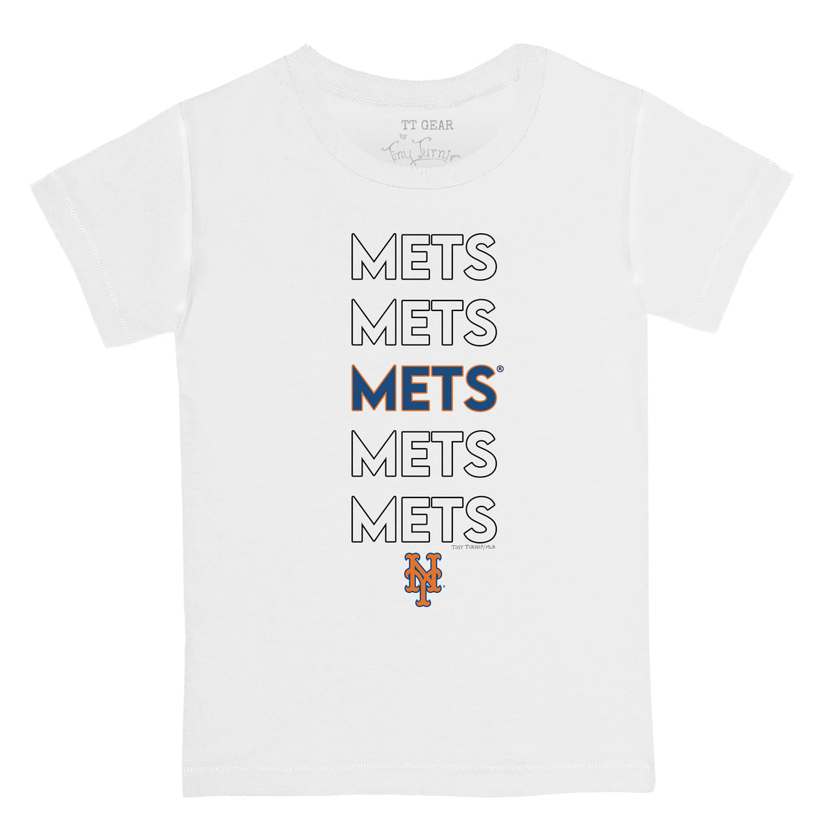 Toddler Tiny Turnip White New York Mets Baseball Bow T-Shirt