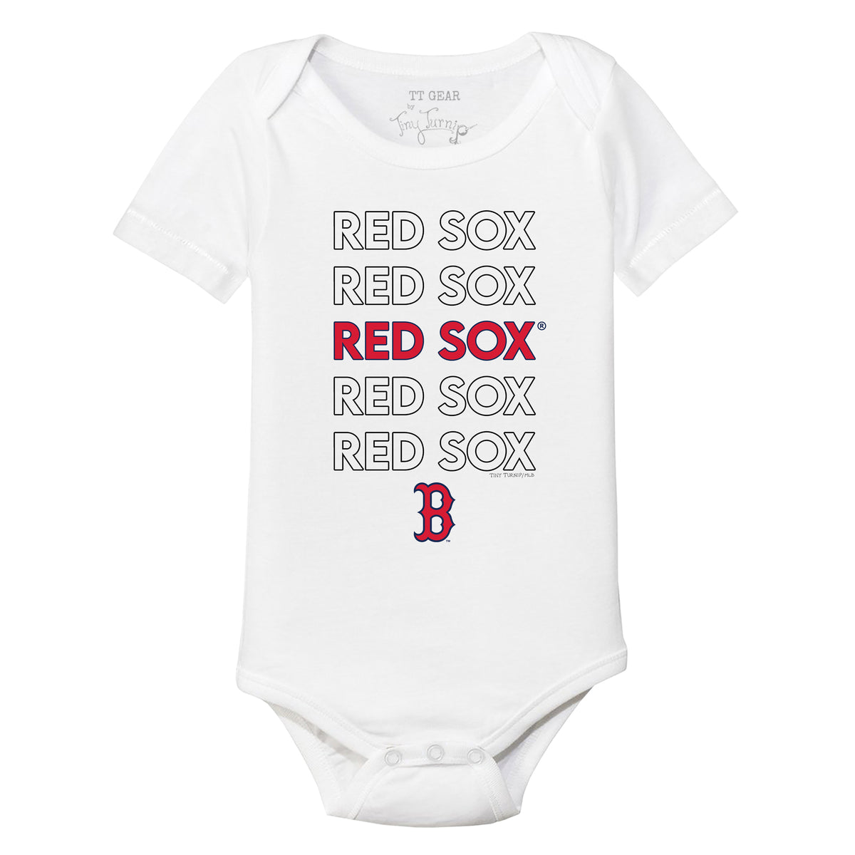 Boston Red Sox Tiny Turnip Infant Girl Teddy Raglan 3/4 Sleeve T-Shirt -  White/Red