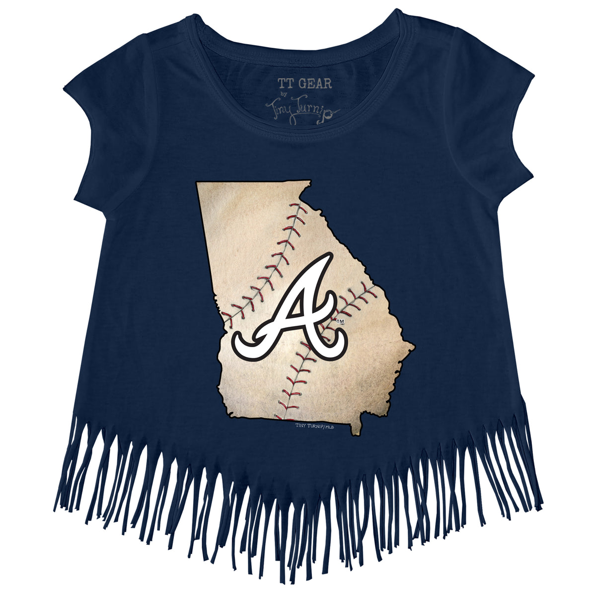 Atlanta Braves Tiny Turnip Youth Shark 3/4-Sleeve Raglan T-Shirt