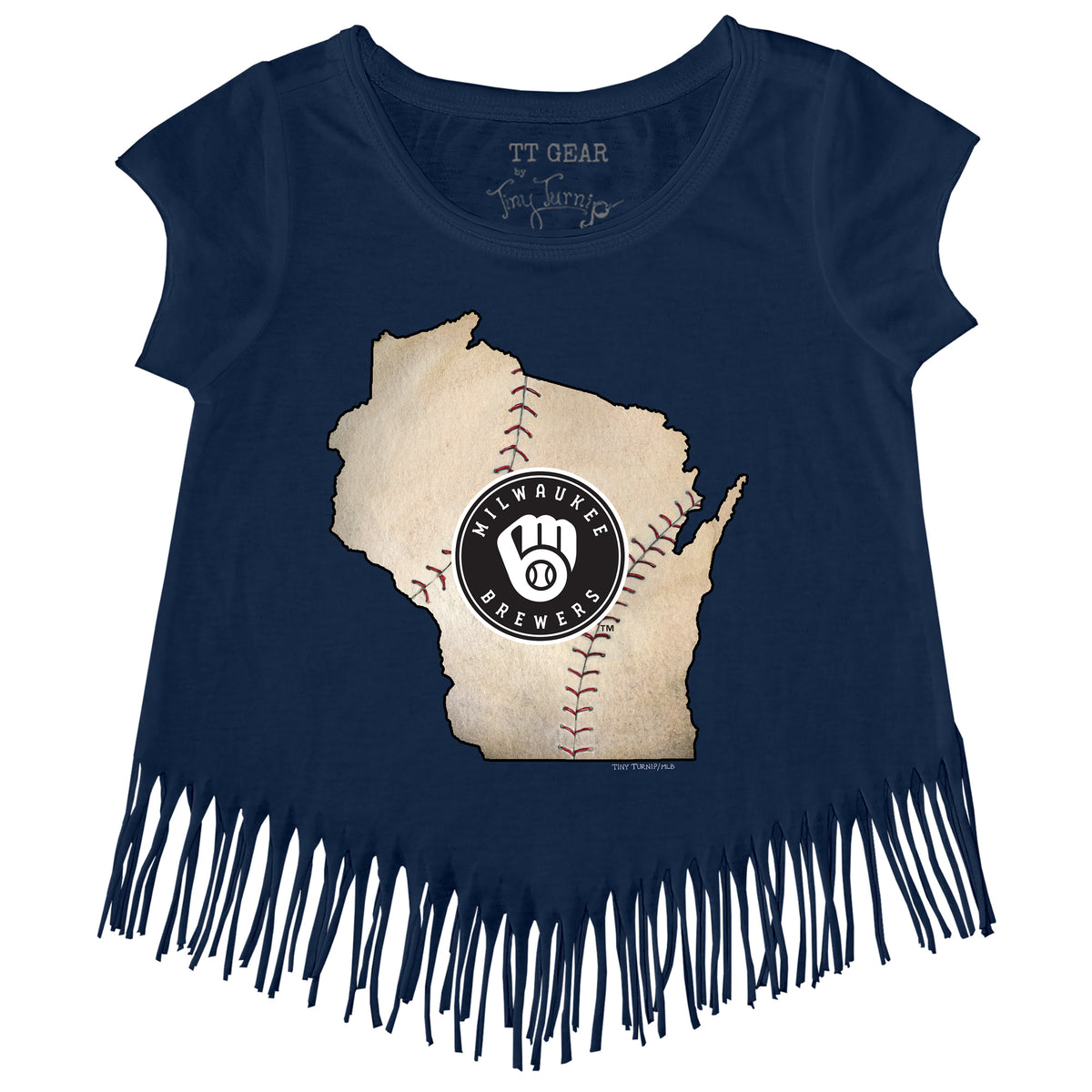 Girls Youth Tiny Turnip White Milwaukee Brewers Unicorn Fringe T-Shirt Size: Medium