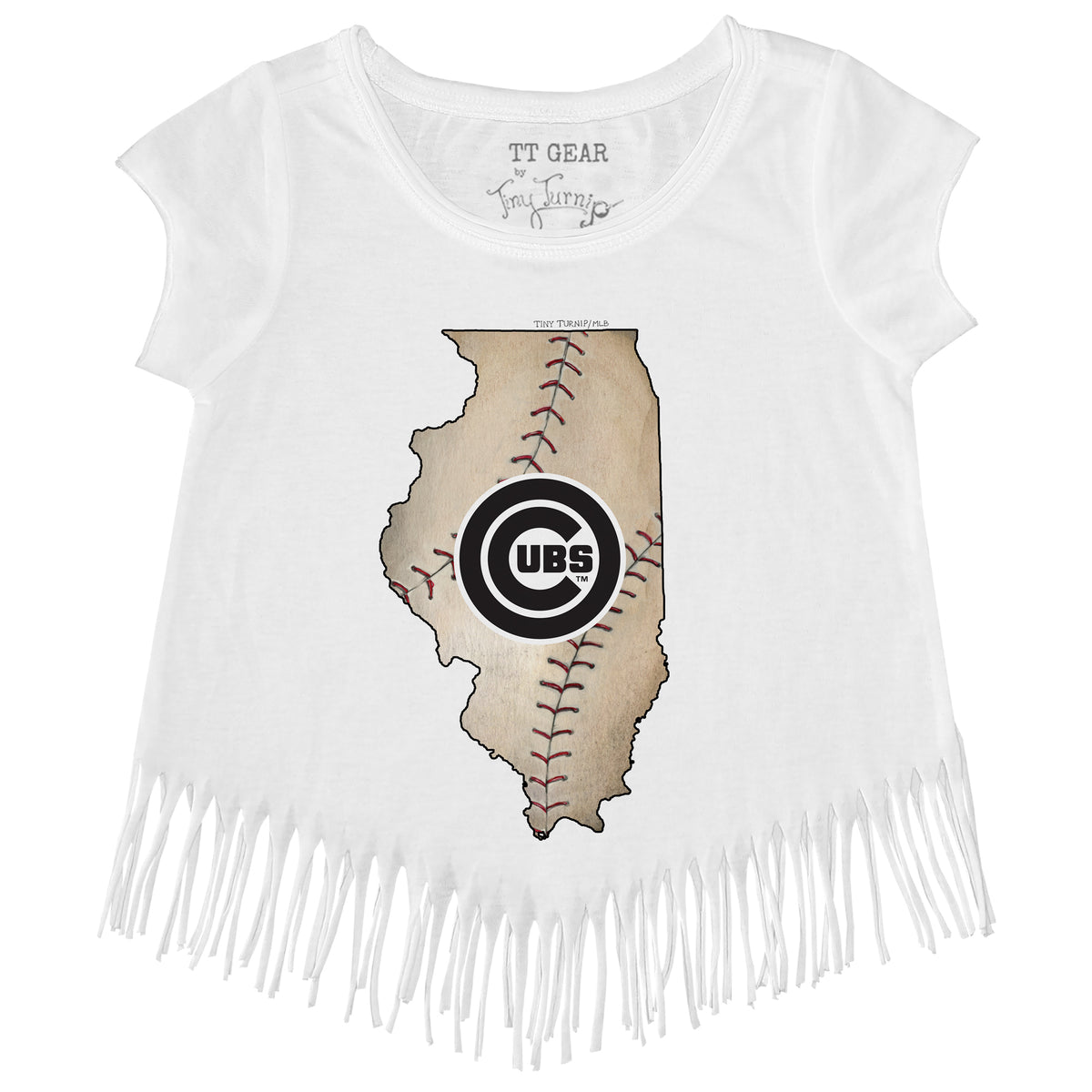 Chicago Cubs Tiny Turnip Women's Triple Scoop 3/4-Sleeve Raglan T