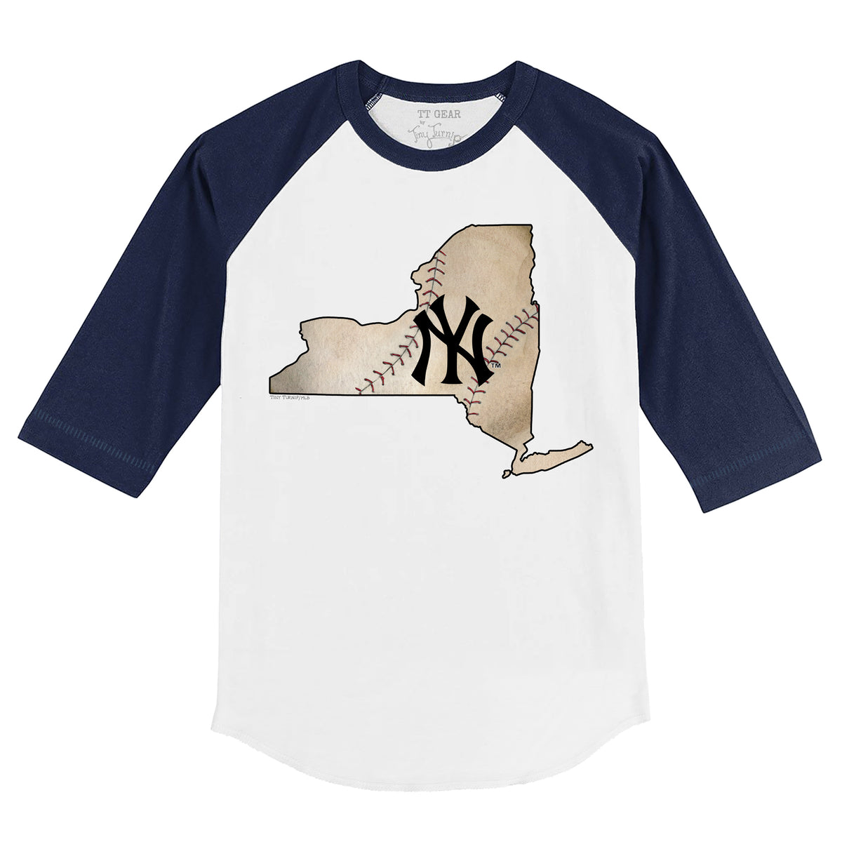 Women's Tiny Turnip White/Navy Detroit Tigers Clemente 3/4-Sleeve Raglan T-Shirt Size: Small