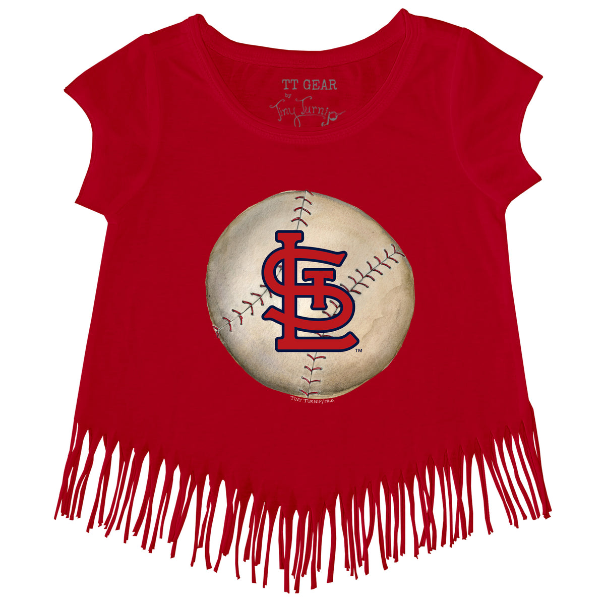 Tiny Turnip Women's St. Louis Cardinals Baseball Flag Raglan 3/4