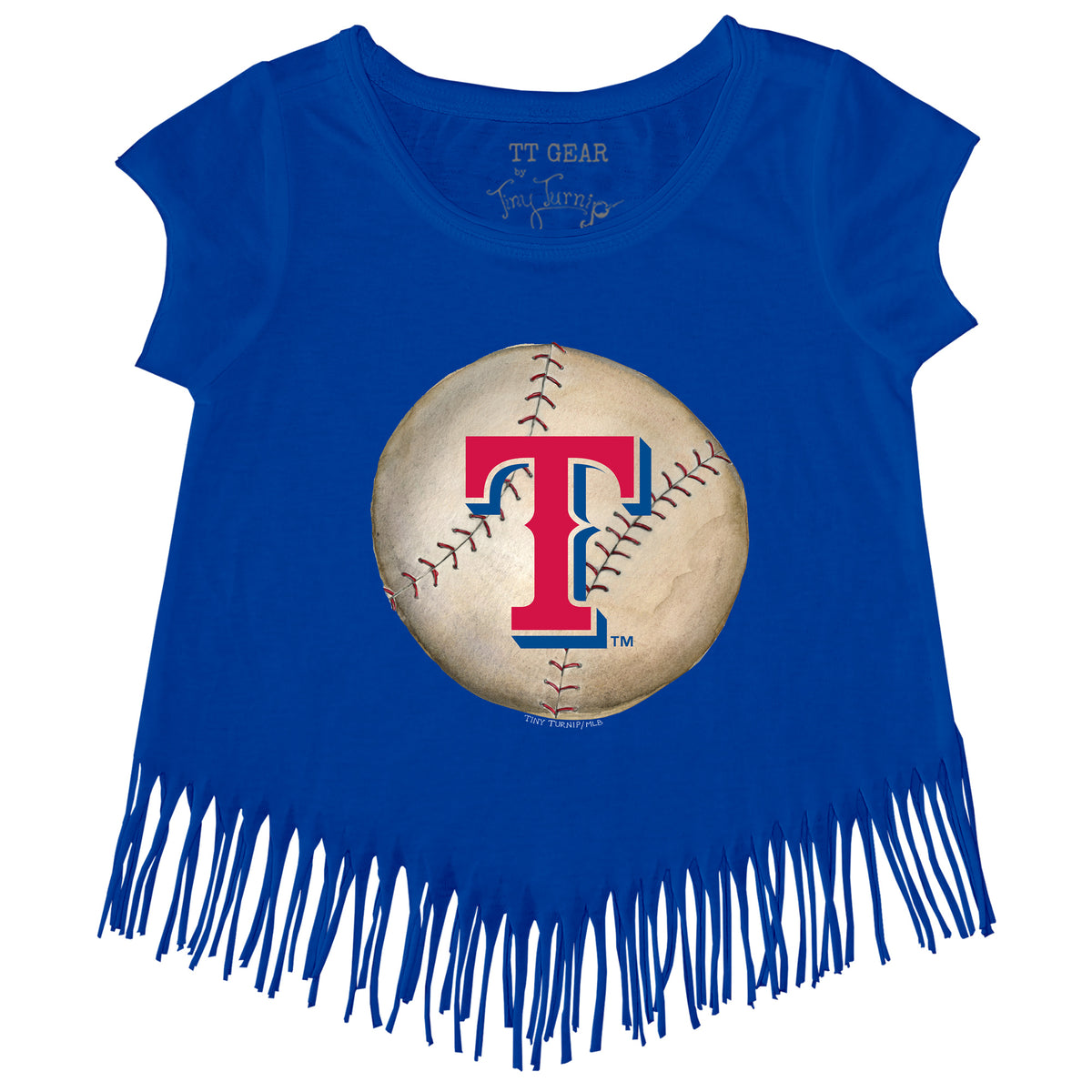 Texas Rangers Tiny Turnip Women's Baseball Flag Raglan 3/4 Sleeve T-Shirt -  White/Black