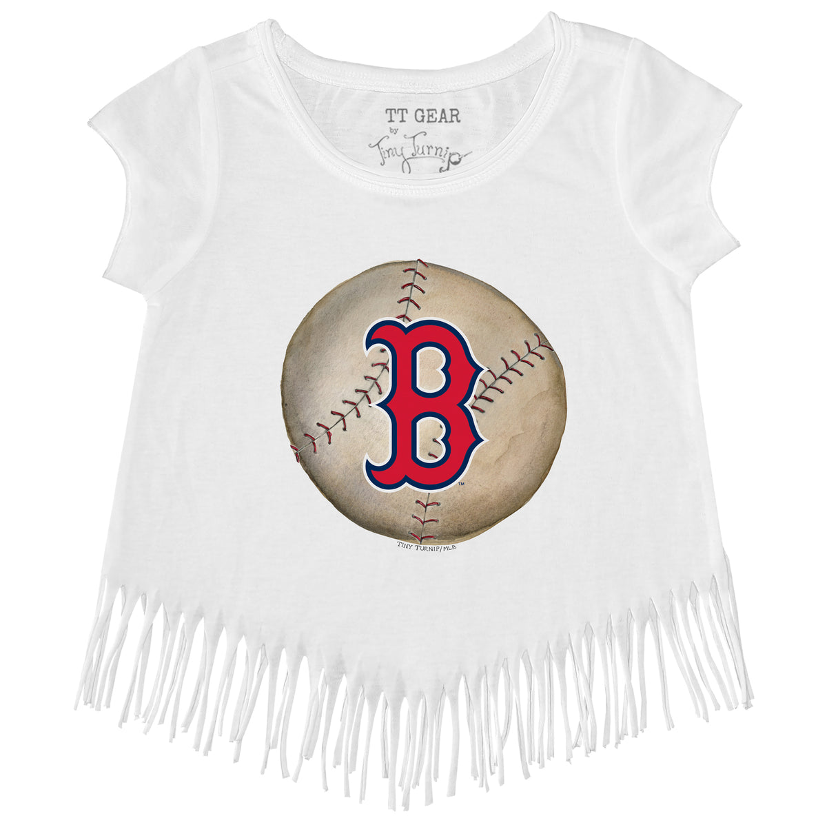 Lids Boston Red Sox Tiny Turnip Girls Toddler Baseball Bow Fringe T-Shirt