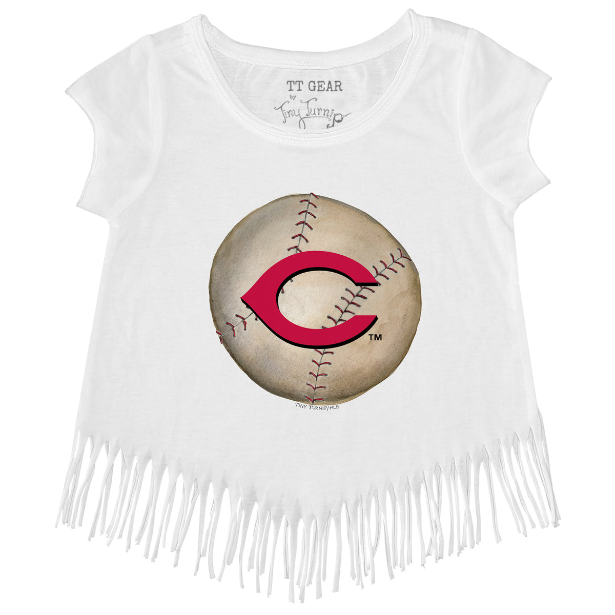 St. Louis Cardinals Tiny Turnip Girls Toddler Hat Crossbats Fringe T-Shirt  - White