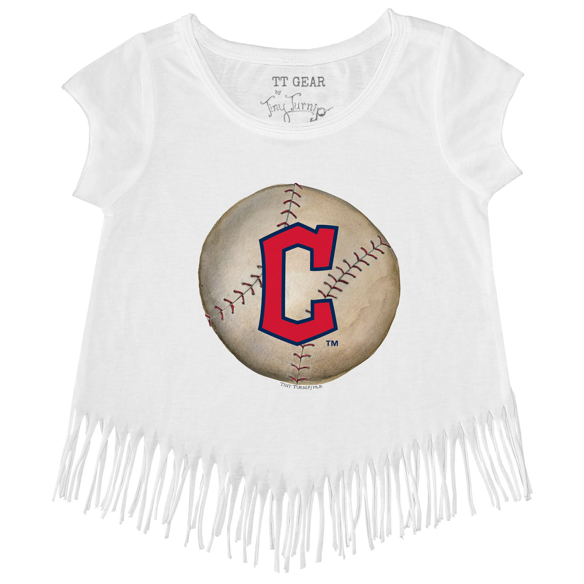 Girls Toddler Tiny Turnip White Houston Astros Baseball Bow Fringe T-Shirt Size: 4T