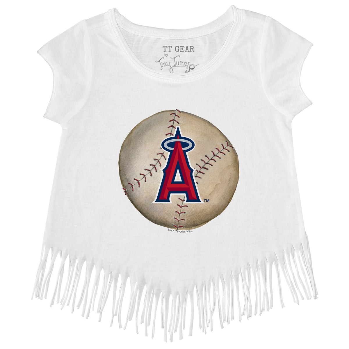 Los Angeles Angels Baseball Heart Banner Fringe Tee 3T / Red