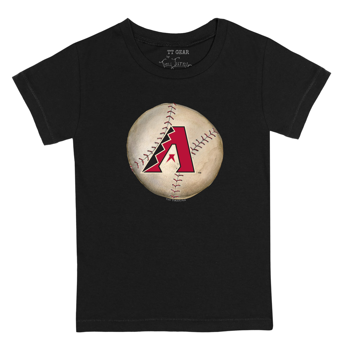 Women's Tiny Turnip White/Black Arizona Diamondbacks Baseball Tear 3/4-Sleeve Raglan T-Shirt Size: Large