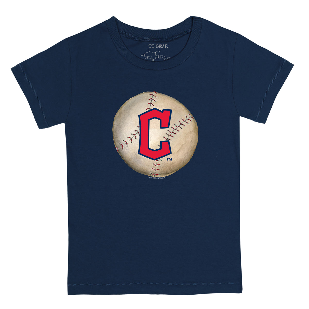 Tiny Turnip Cleveland Guardians Stitched Baseball Tee Shirt Women's Small / Navy Blue