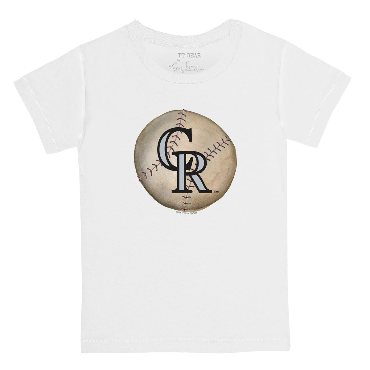 Lids Colorado Rockies Tiny Turnip Women's Baseball Flag T-Shirt - Black