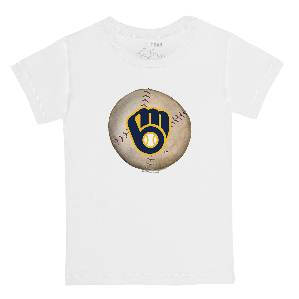 Milwaukee Brewers Tiny Turnip Women's Baseball Bow T-Shirt - White