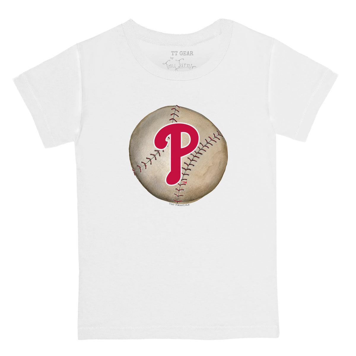 Women's Tiny Turnip White Philadelphia Phillies Peace Love Baseball T-Shirt Size: Extra Large